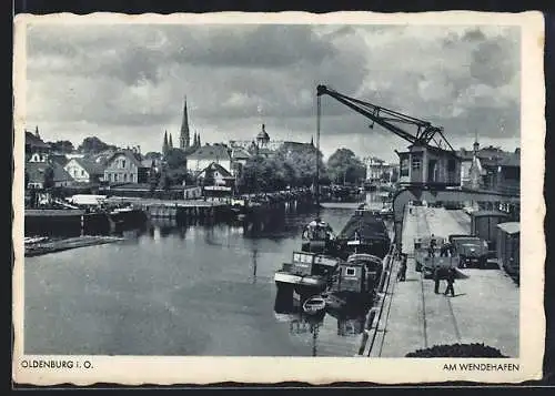 AK Oldenburg i. O., Blick auf den Wendehafen