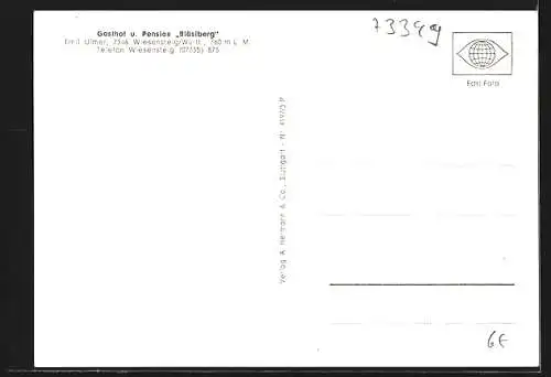 AK Wiesensteig /Württ., Gasthof und Pension Bläsiberg, Bes. Emil Ulmer