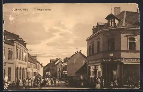 AK Quierschied, Hauptstrasse mit Geschäft v. Wilhelm Wonn