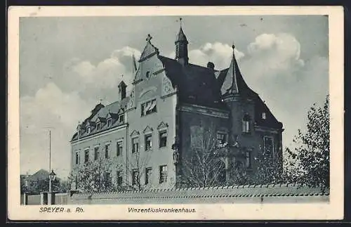 AK Speyer a. Rh., Blick aufs Vinzentiuskrankenhaus