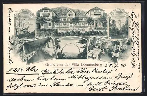 AK Dannenfels, Gasthaus Villa Donnersberg, Aussen- und Innenansicht