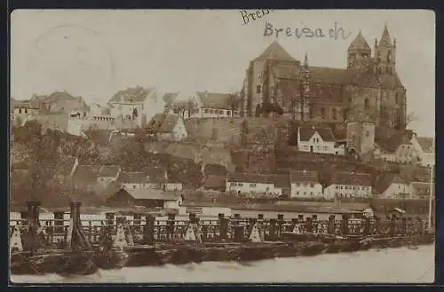 AK Breisach, Schwimmende Brücke und Uferpartie