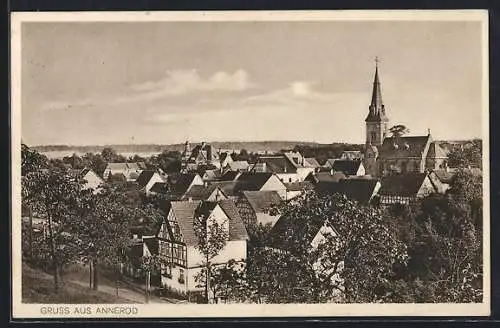 AK Annerod, Teilansicht mit Kirchturm