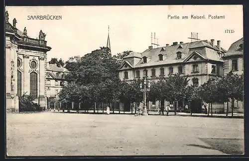 AK Saarbrücken, Partie am Kaiserl. Postamt