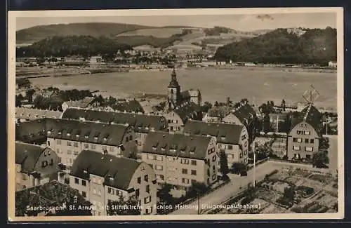 AK Saarbrücken, St. Arnual u. Schloss Halberg., Fliegeraufnahme