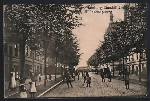 AK Hamburg-Eimsbüttel, Blick in den Stellingerweg