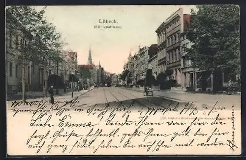 AK Lübeck, Blick in die Mühlenstrasse