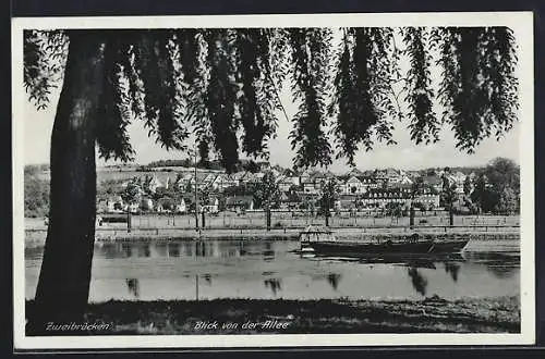 AK Zweibrücken, Blick von der Allee auf den Ort