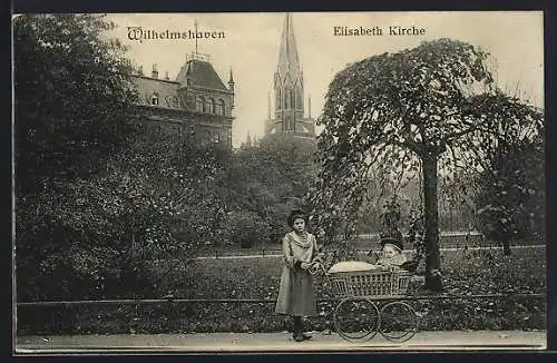 AK Wilhelmshaven, Elisabeth-Kirche vom Park aus