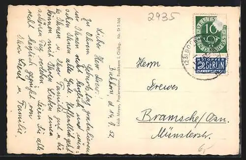 AK Bockhorn i. Oldbg., Kirche, Waldweg, Strassenpartie