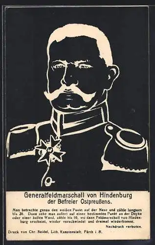 AK Generalfeldmarschall von Hindenburg, der Befreier Ostpreussens, Vexierbild