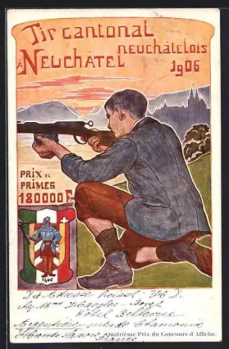 Künstler-AK Neuchatel, Tir cantonal neuchatelois 1906, Schützenverein