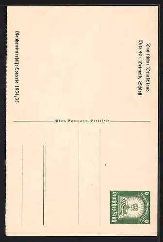 AK Detmold, Schloss, Ganzsache WHW Winterhilfswerk 1934 /35