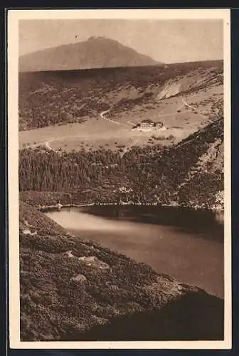 AK Schneekoppe überm Grossen Teich, Ganzsache WHW Winterhilfswerk 1934-35