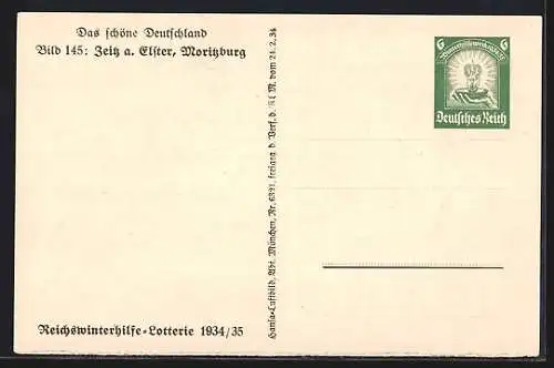 AK Zeitz a. Elster, Moritzburg, Fliegeraufnahme, Ganzsache WHW Winterhilfswerk 1934 /35