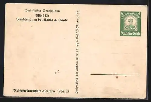 AK Kahla a. Saale, Leuchtenburg, Ganzsache WHW Winterhilfswerk 1934 /35