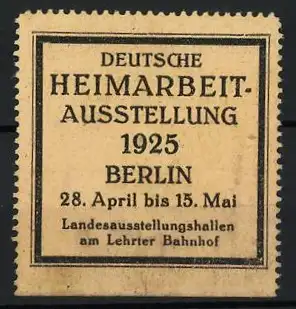 Reklamemarke Berlin, Deutsche Heimarbeitausstellung 1925, Textfeld