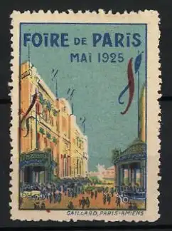 Reklamemarke Paris, Foire de Paris Mai 1925, Gebäudeansicht