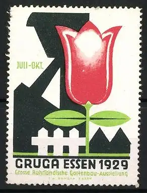 Reklamemarke Essen 1929, Grosse Ruhrländische Gartenbau-Ausstellung, Rote Tulpe