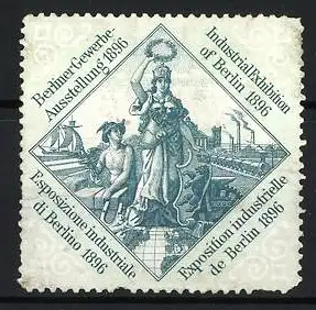 Reklamemarke Berlin, Berliner Gewerbe-Ausstellung 1896, Allegorie der Industrie