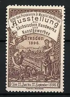 Reklamemarke Dresden, Ausstellung des Sächsischen Handwerks und Kunstgewerbes 1896, Kunsthandwerkerinnen