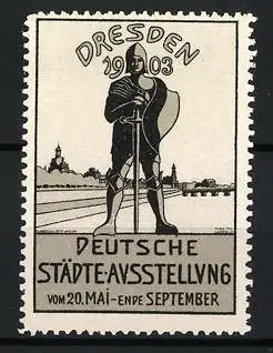 Reklamemarke Dresden, Deutsche Städte-Ausstellung 1903, Ritterfigur