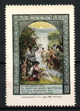 Reklamemarke Würzburg, Treu der Natur, Naturheilverein E.V. gegr. 1899