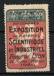 Reklamemarke Lyon, Exposition Scientifique et Industriel, 50e Congrès 1926