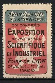 Reklamemarke Lyon, Exposition Scientifique et Industriel 1926, Fortschritt der Wissenschaften