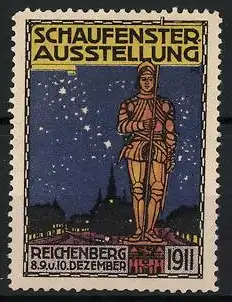 Reklamemarke Reichenberg, Schaufensterausstellung 1911, Ritterstatue