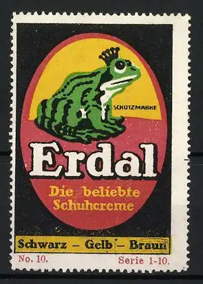 Reklamemarke Erdal, Die beliebte Schuhcreme, Frosch mit Krone