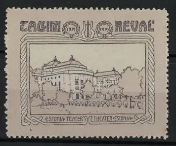 Reklamemarke Tallinn, 1919, Estonia-Theater, Gebäudeillustration