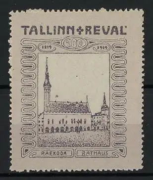 Reklamemarke Tallinn, 700 Jahre, Rathaus, 1219-1919