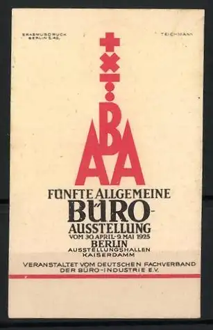 Reklamemarke Berlin, Fünfte Allgemeine Büro-Ausstellung 1925, Ausstellungshallen Kaiserdamm