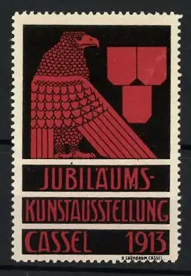 Reklamemarke Cassel, Jubiläums-Kunstausstellung 1913, roter Adler