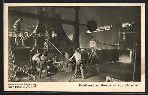 AK Kapfenberg, Gussstahlwerk im Dampfhammerwerk Erlachhammer