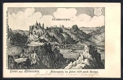 AK Hohenstein / Bad Schwalbach, Ansicht nach Merian im Jahre 1630