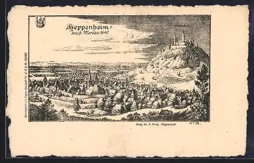 AK Heppenheim / Bergstrasse, Ansicht nach Merian im Jahre 1640