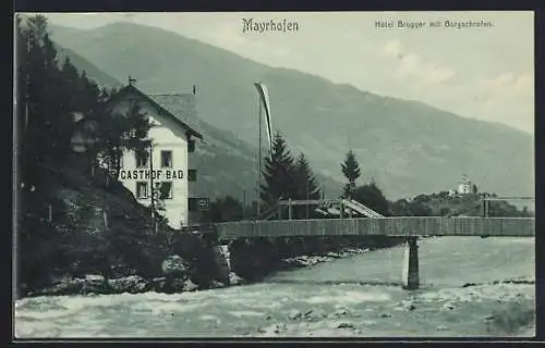 AK Mayrhofen, Hotel Brugger mit Burgschrofen