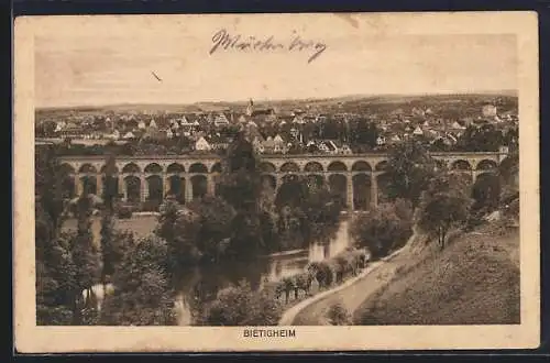 AK Bietigheim / Enz, Ortschaft und Viadukt