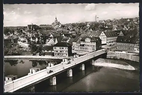 AK Bietigheim / Enz, Enzbrücke, Im Hintergrund Kirche