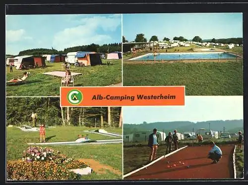 AK Westerheim / Württ., Alb-Camping, Campingplatz, Freibad und Minigolfplatz