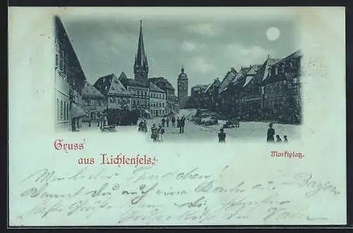 Mondschein-AK Lichtenfels / Main, Partie am Marktplatz