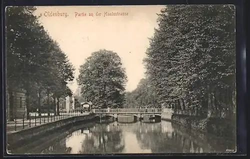 AK Oldenburg / O., Huntestrasse mit Brücke