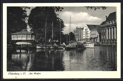 AK Oldenburg / O., Partie am Hafen, Boote