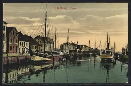 AK Oldenburg / O., Hafen mit Booten