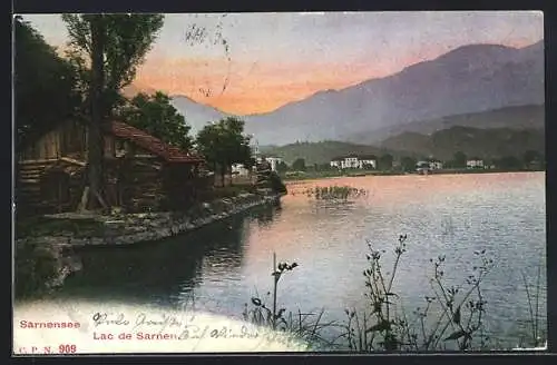 AK Sarnen, Holzhaus am Ufer des Sarnensee