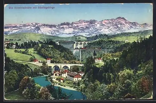 AK Bruggen, Sitterviadukte, die Viadukte gegen das Säntisgebirge