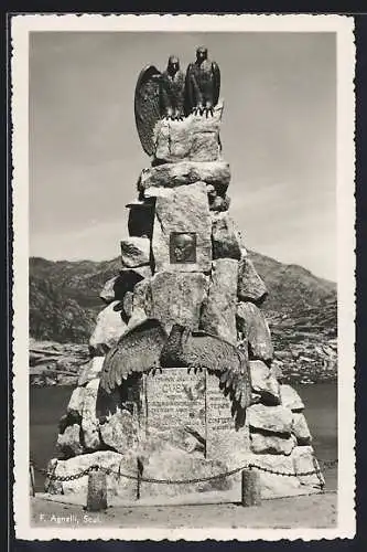 AK S. Gottardo, Monumento A. Guex, Inaugurazione 1929, Cartolina Offiziale