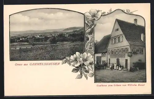 AK Gammelshausen / Göppingen, Gasthaus zum Ochsen und Ortspanorama